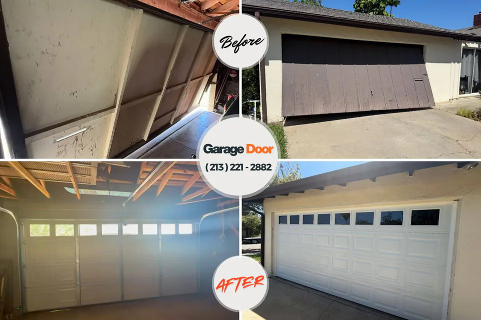 Before and after: garage door repair Grand Prairie, TX